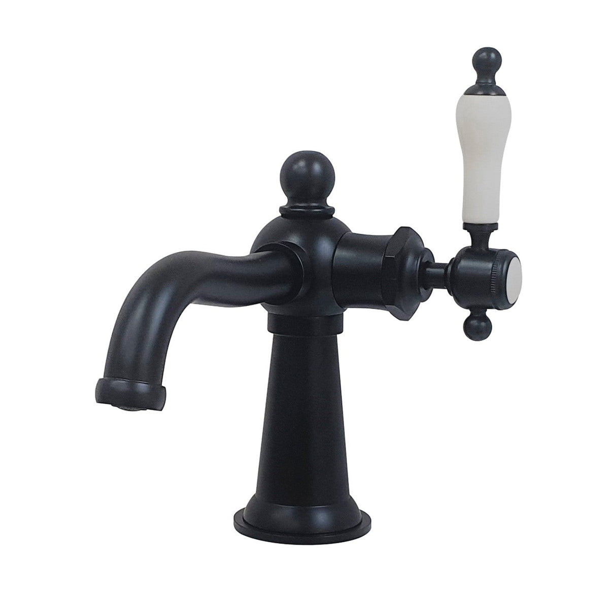 Nautical One-Handle 1-Hole Bathroom Faucet with Push Pop-Up Drain, Matte Black
