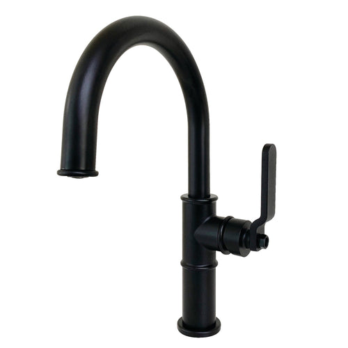 Whitaker One-Handle 1-Hole Bathroom Faucet with Push Pop-Up Drain, Matte Black