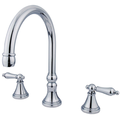 Roman Two-Handle 3-Hole Deck Mount Roman Tub Faucet, Polished Chrome