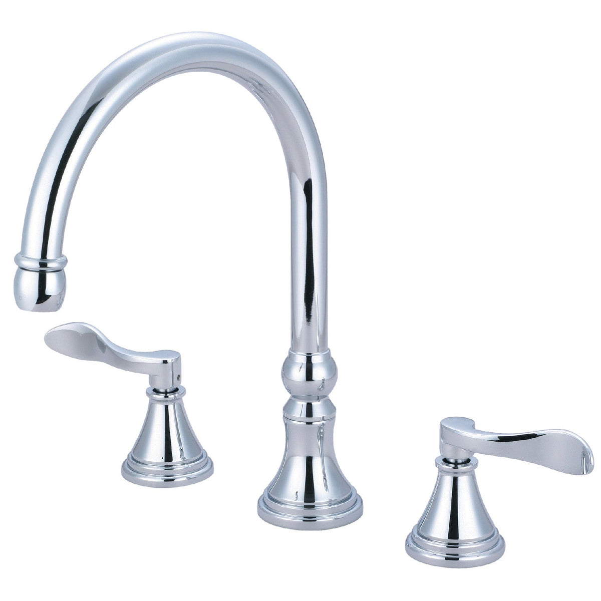 NuFrench Two-Handle 3-Hole Deck Mount Roman Tub Faucet, Polished Chrome