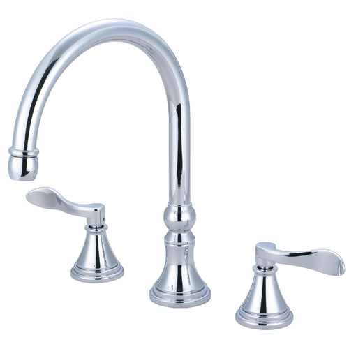 NuFrench Two-Handle 3-Hole Deck Mount Roman Tub Faucet, Polished Chrome