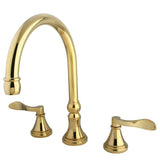 NuFrench Two-Handle 3-Hole Deck Mount Roman Tub Faucet, Polished Brass
