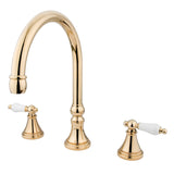 Roman Two-Handle 3-Hole Deck Mount Roman Tub Faucet, Polished Brass