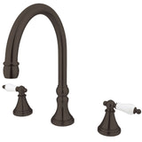 Roman Two-Handle 3-Hole Deck Mount Roman Tub Faucet, Oil Rubbed Bronze