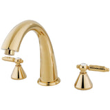 Roman Two-Handle 3-Hole Deck Mount Roman Tub Faucet, Polished Brass