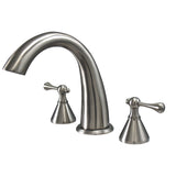 English Country Two-Handle 3-Hole Deck Mount Roman Tub Faucet, Brushed Nickel