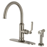 Whitaker Single-Handle 2-Hole Deck Mount Kitchen Faucet with Brass Side Sprayer, Brushed Nickel