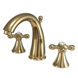 Naples Two-Handle 3-Hole Deck Mount Widespread Bathroom Faucet with Brass Pop-Up, Polished Brass