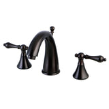 Naples Two-Handle 3-Hole Deck Mount Widespread Bathroom Faucet with Brass Pop-Up, Oil Rubbed Bronze