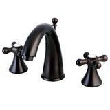 Naples Two-Handle 3-Hole Deck Mount Widespread Bathroom Faucet with Brass Pop-Up, Oil Rubbed Bronze