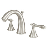 Naples Two-Handle 3-Hole Deck Mount Widespread Bathroom Faucet with Brass Pop-Up, Brushed Nickel