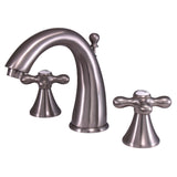 Naples Two-Handle 3-Hole Deck Mount Widespread Bathroom Faucet with Brass Pop-Up, Brushed Nickel