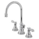 Two-Handle 3-Hole Deck Mount Widespread Bathroom Faucet with Brass Pop-Up, Polished Chrome