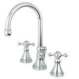 Governor Two-Handle 3-Hole Deck Mount Widespread Bathroom Faucet with Brass Pop-Up, Polished Chrome