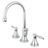 Governor Two-Handle 3-Hole Deck Mount Widespread Bathroom Faucet with Brass Pop-Up, Polished Chrome
