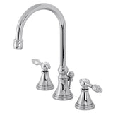 Tudor Two-Handle 3-Hole Deck Mount Widespread Bathroom Faucet with Brass Pop-Up, Polished Chrome
