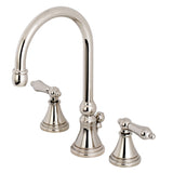 Governor Two-Handle 3-Hole Deck Mount Widespread Bathroom Faucet with Brass Pop-Up, Polished Nickel