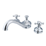 Vintage Two-Handle 3-Hole Deck Mount Roman Tub Faucet, Polished Chrome
