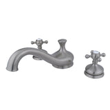 Vintage Two-Handle 3-Hole Deck Mount Roman Tub Faucet, Brushed Nickel