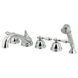 Milano Three-Handle 5-Hole Deck Mount Roman Tub Faucet with Hand Shower, Polished Chrome
