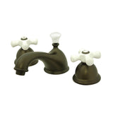 Restoration Two-Handle 3-Hole Deck Mount Widespread Bathroom Faucet with Brass Pop-Up, Oil Rubbed Bronze