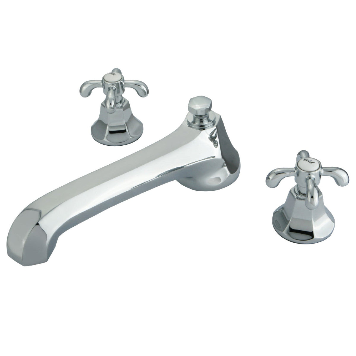 Vintage Two-Handle 3-Hole Deck Mount Roman Tub Faucet, Polished Chrome