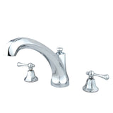 Vintage Two-Handle 3-Hole Deck Mount Roman Tub Faucet, Polished Chrome