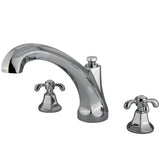 Vintage Two-Handle 3-Hole Deck Mount Roman Tub Faucet, Polished Chrome