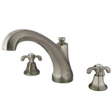 Vintage Two-Handle 3-Hole Deck Mount Roman Tub Faucet, Brushed Nickel