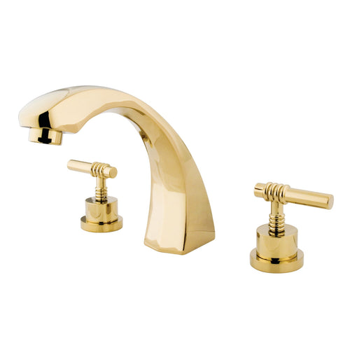 Two-Handle 3-Hole Deck Mount Roman Tub Faucet, Polished Brass