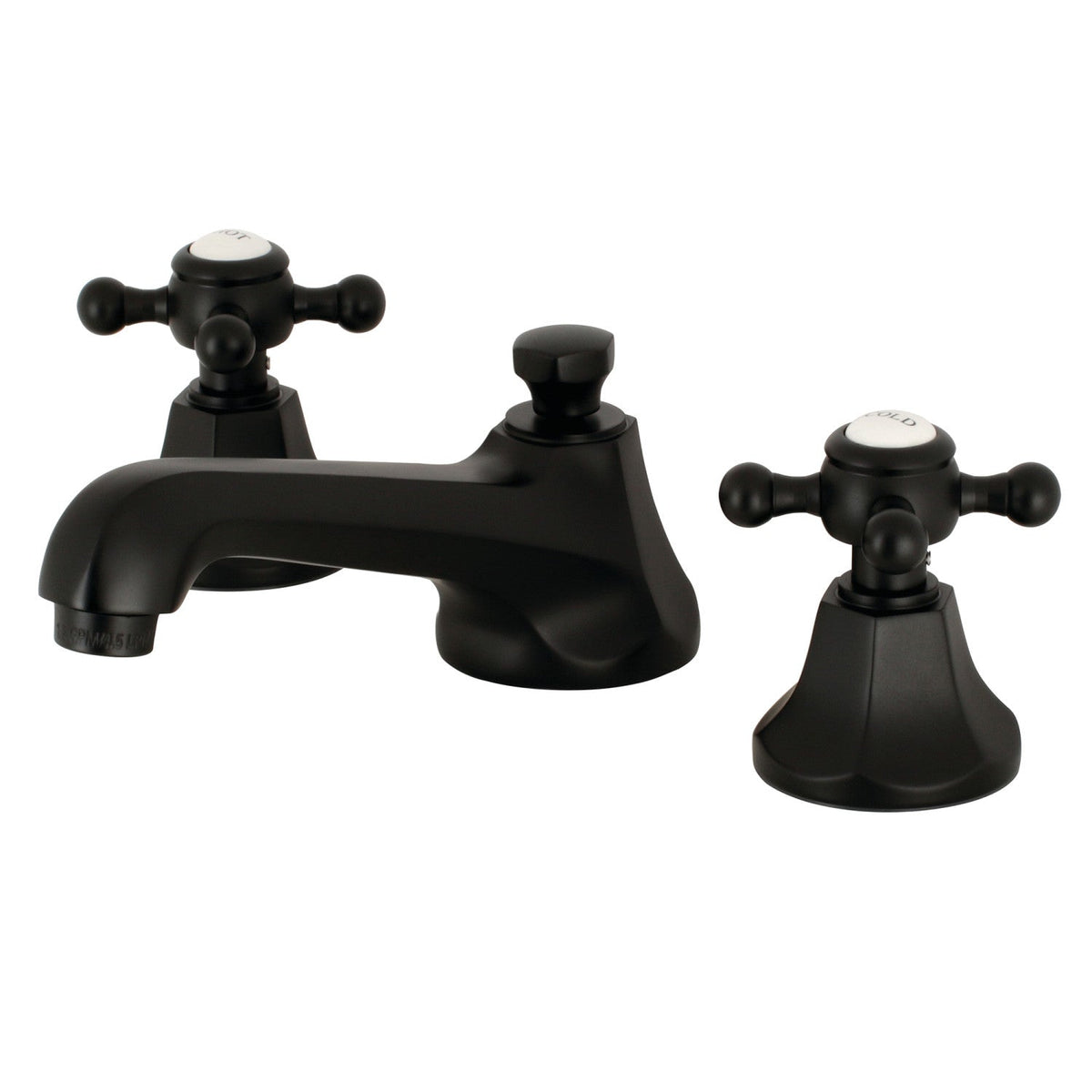 Metropolitan Two-Handle 3-Hole Deck Mount Widespread Bathroom Faucet with Brass Pop-Up (KS446), Matte Black