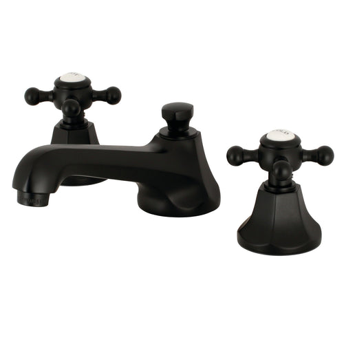 Metropolitan Two-Handle 3-Hole Deck Mount Widespread Bathroom Faucet with Brass Pop-Up (KS446), Matte Black