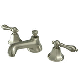 Metropolitan Two-Handle 3-Hole Deck Mount Widespread Bathroom Faucet with Brass Pop-Up (KS446), Brushed Nickel