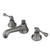 Metropolitan Two-Handle 3-Hole Deck Mount Widespread Bathroom Faucet with Brass Pop-Up (KS446), Brushed Nickel