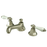 Metropolitan Two-Handle 3-Hole Deck Mount Widespread Bathroom Faucet with Brass Pop-Up (KS446), Brushed Nickel