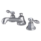 Tudor Two-Handle 3-Hole Deck Mount Widespread Bathroom Faucet with Brass Pop-Up, Brushed Nickel
