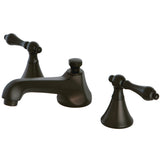 Two-Handle 3-Hole Deck Mount Widespread Bathroom Faucet with Brass Pop-Up, Oil Rubbed Bronze