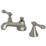 Two-Handle 3-Hole Deck Mount Widespread Bathroom Faucet with Brass Pop-Up, Brushed Nickel