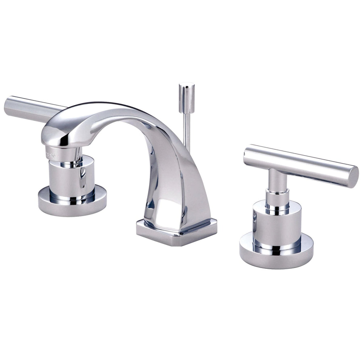 Manhattan Two-Handle 3-Hole Deck Mount Widespread Bathroom Faucet with Brass Pop-Up, Polished Chrome