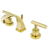 Manhattan Two-Handle 3-Hole Deck Mount Widespread Bathroom Faucet with Brass Pop-Up, Polished Brass