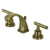 Manhattan Two-Handle 3-Hole Deck Mount Widespread Bathroom Faucet with Brass Pop-Up, Antique Brass