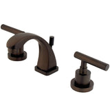 Manhattan Two-Handle 3-Hole Deck Mount Widespread Bathroom Faucet with Brass Pop-Up, Oil Rubbed Bronze