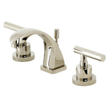 Manhattan Two-Handle 3-Hole Deck Mount Widespread Bathroom Faucet with Brass Pop-Up, Polished Nickel