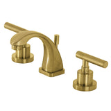 Manhattan Two-Handle 3-Hole Deck Mount Widespread Bathroom Faucet with Brass Pop-Up, Brushed Brass