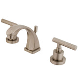 Manhattan Two-Handle 3-Hole Deck Mount Widespread Bathroom Faucet with Brass Pop-Up, Brushed Nickel