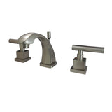 Claremont Two-Handle 3-Hole Deck Mount Widespread Bathroom Faucet with Brass Pop-Up, Brushed Nickel