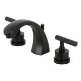 Manhattan Two-Handle 3-Hole Deck Mount Widespread Bathroom Faucet with Brass Pop-Up, Matte Black