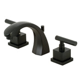 Claremont Two-Handle 3-Hole Deck Mount Widespread Bathroom Faucet with Brass Pop-Up, Matte Black