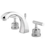 Manhattan Two-Handle 3-Hole Deck Mount Widespread Bathroom Faucet with Brass Pop-Up, Polished Chrome