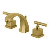 Claremont Two-Handle 3-Hole Deck Mount Widespread Bathroom Faucet with Brass Pop-Up, Brushed Brass